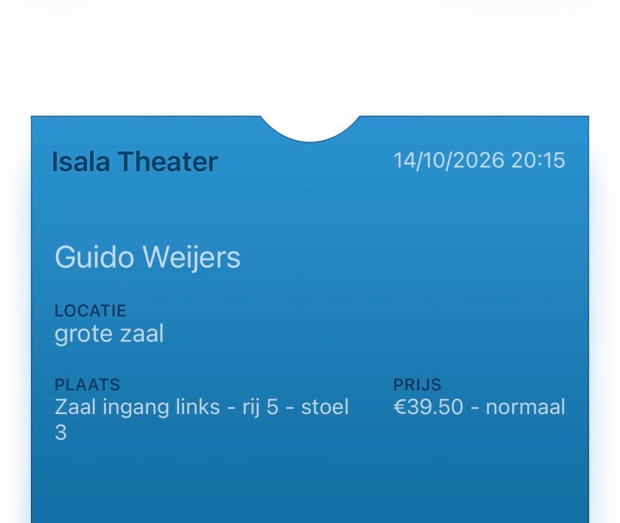 Ticket Guido Weijers Isala theater, Tickets en Kaartjes