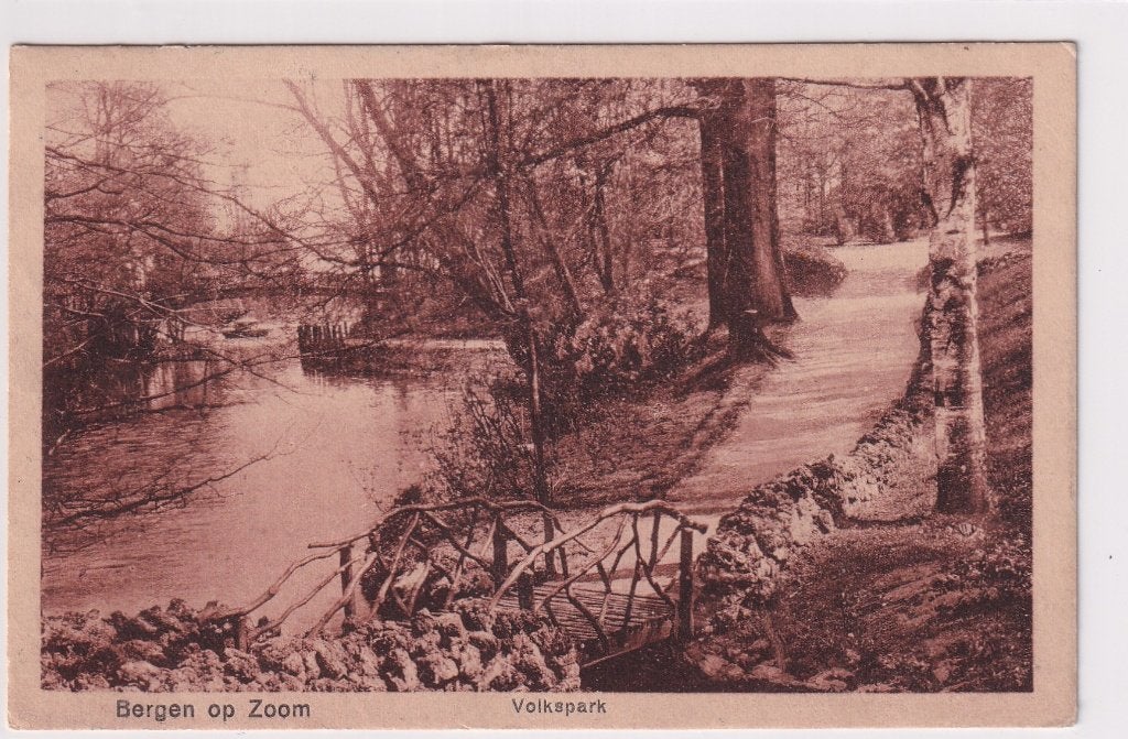 Bergen op Zoom Volkspark, Verzamelen, Ansichtkaarten | Nederland, Verzenden, 1920 tot 1940, Gelopen, Noord-Brabant
