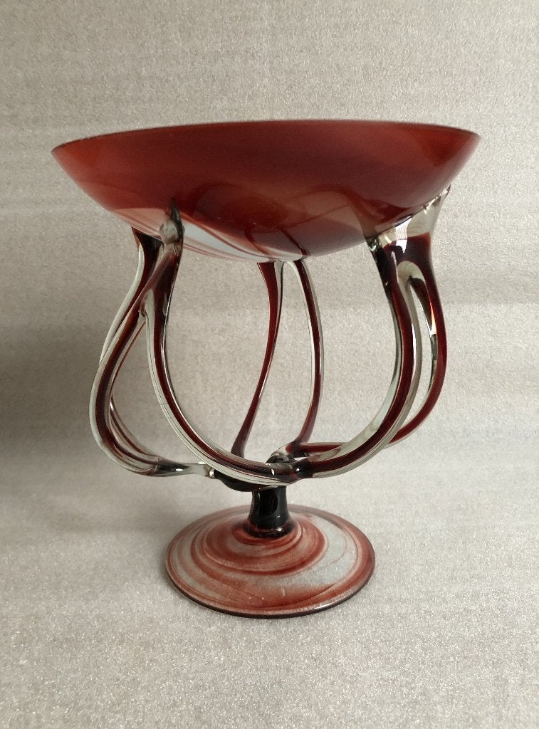 Vintage Pedestal Schaal Jellyfish Krosno Josefina 21 cm, Ophalen