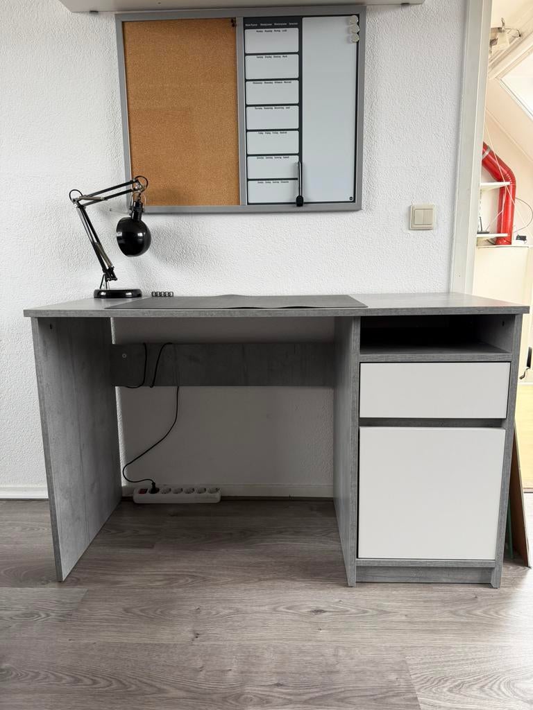 Bureau Billund – 120 x 54 – Wit/Grijs, Ophalen