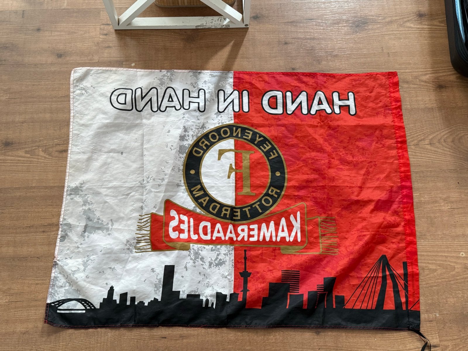 Feyenoord vlag Hand in Hand Kameraadjes, Feyenoord Rotterdam N.V., Gebruikt, Info@defeijenoorder.nl, Ophalen of Verzenden