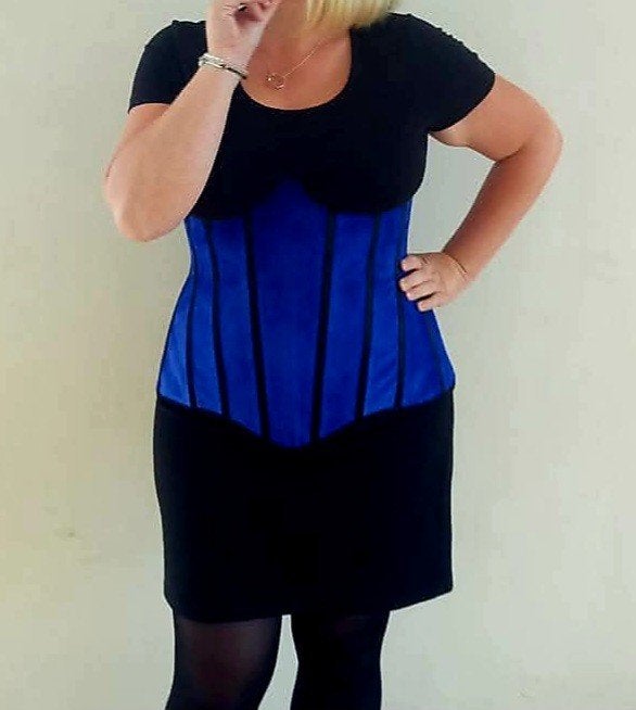 Corset suede kobaltblauw, Overige typen, Maat 46/48 (XL) of groter, Zo goed als nieuw, Verzenden