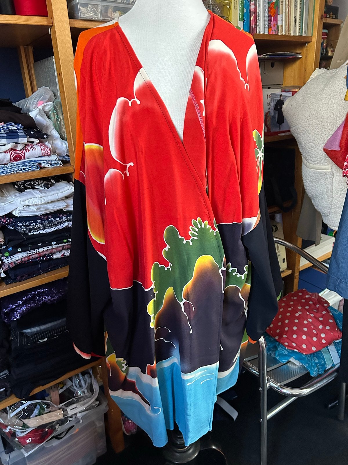 Prachtige Kimono XXL - Strand of Ochtendjasje met Levendige, Ophalen of Verzenden, Gedragen, Overige kleuren, Overige typen