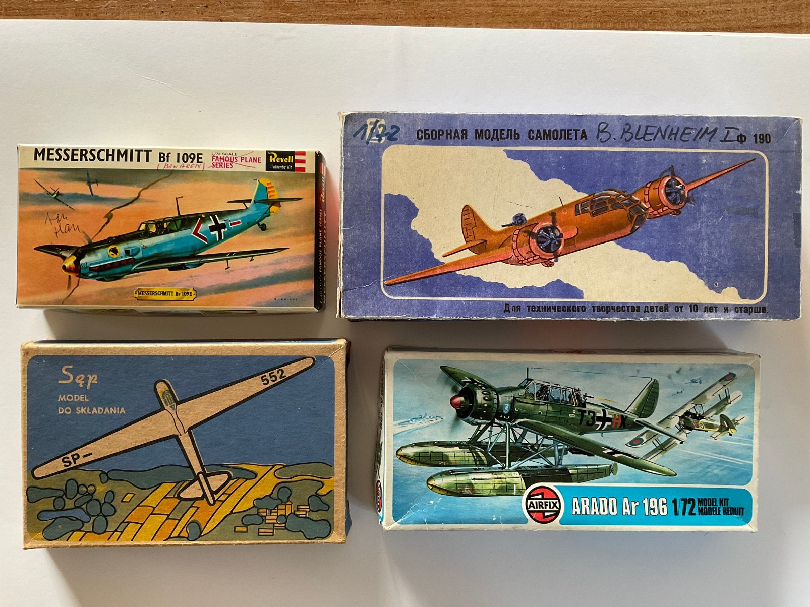 Vier vintage bouwpakketten jaren 60-80, Overige merken, 1:72 tot 1:144, Gebruikt, Ophalen of Verzenden