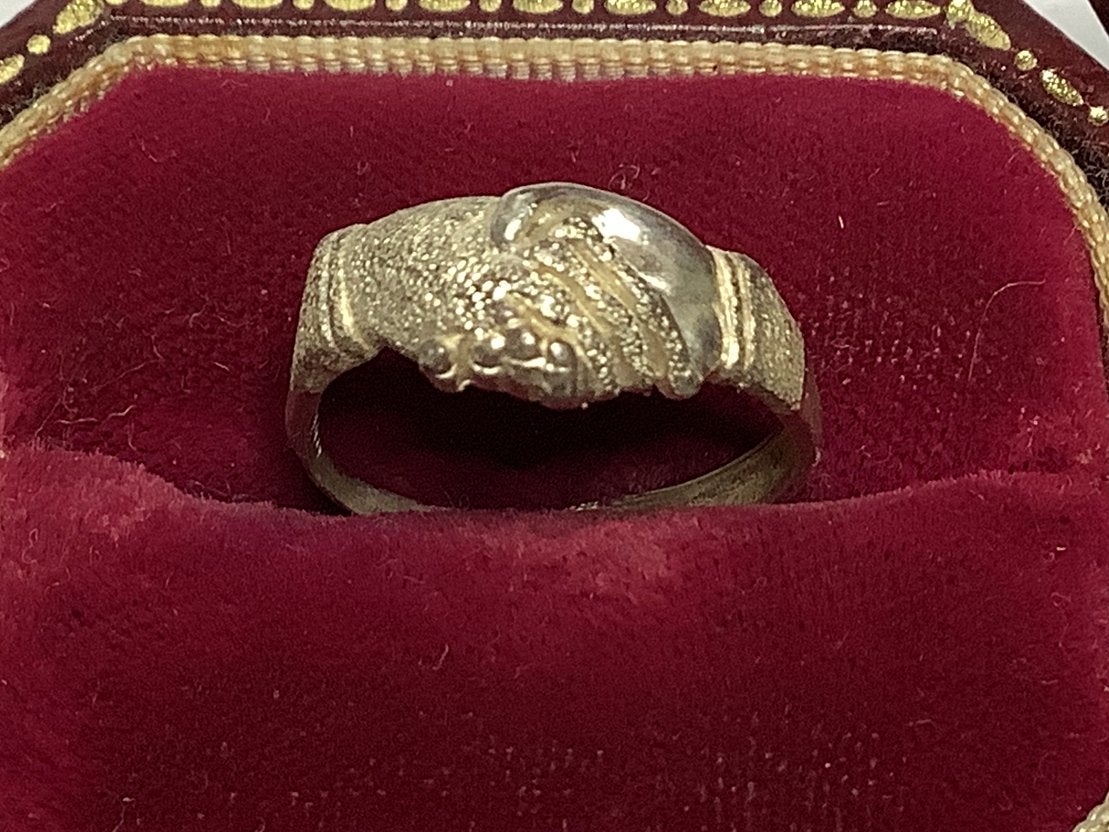 ZILVER 925 RING TAFEREEL TWEE HANDEN GEVEN ELKAAR DE HAND, Sieraden, Tassen en Uiterlijk, Antieke sieraden, Verzenden, Zilver