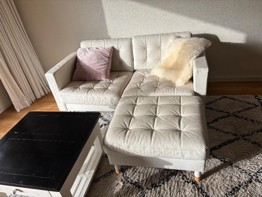 Witte leren bank Ikea, Ophalen, Gebruikt, 150 tot 200 cm, Tweepersoons
