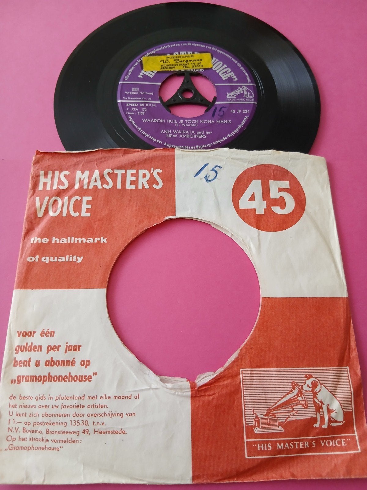 VINYL SINGLE  ANN WAIRATA  1963, Ophalen of Verzenden, Zo goed als nieuw, Overige genres