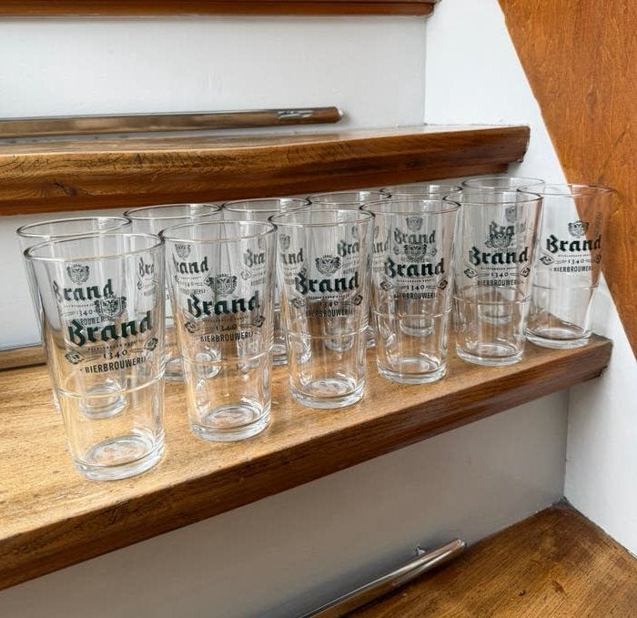 12x Brand bier glas vaas 0,25L, Ophalen of Verzenden, Nieuw, Glas of Glazen, Brand