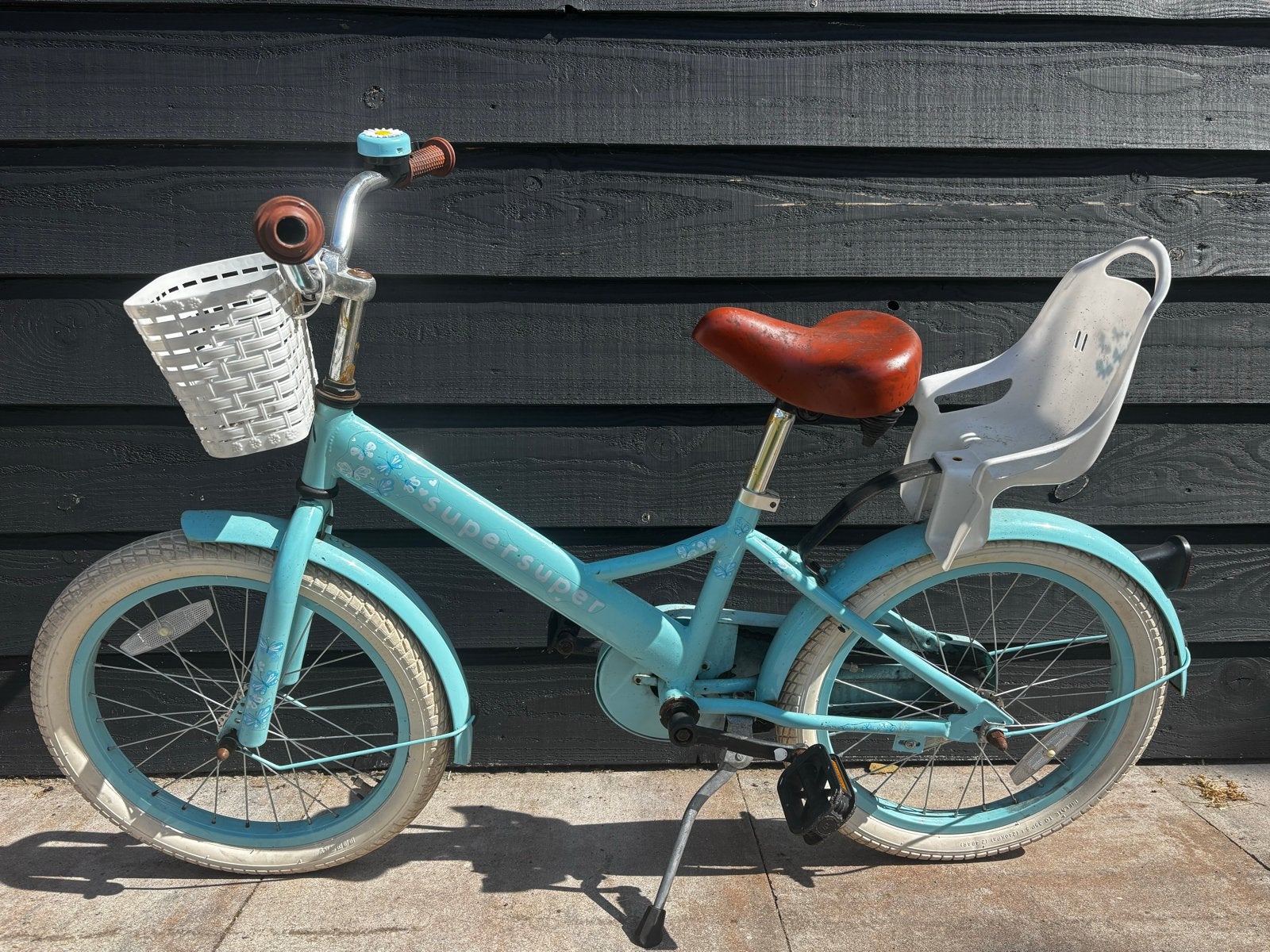 Kinderfiets 18 inch met mandje en zitje, Ophalen, Gebruikt, Terugtraprem, 16 tot 20 inch