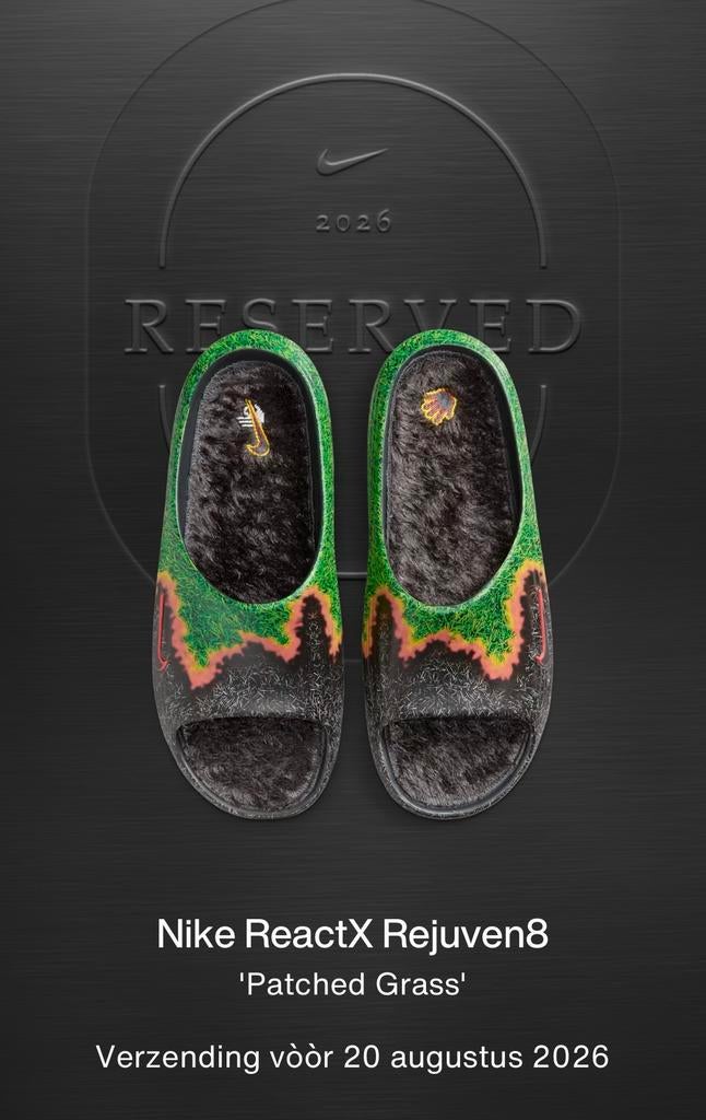 Nike ReactX Rejuven8 Slide “Patched Grass” 44, Ophalen of Verzenden, Nieuw, Overige kleuren