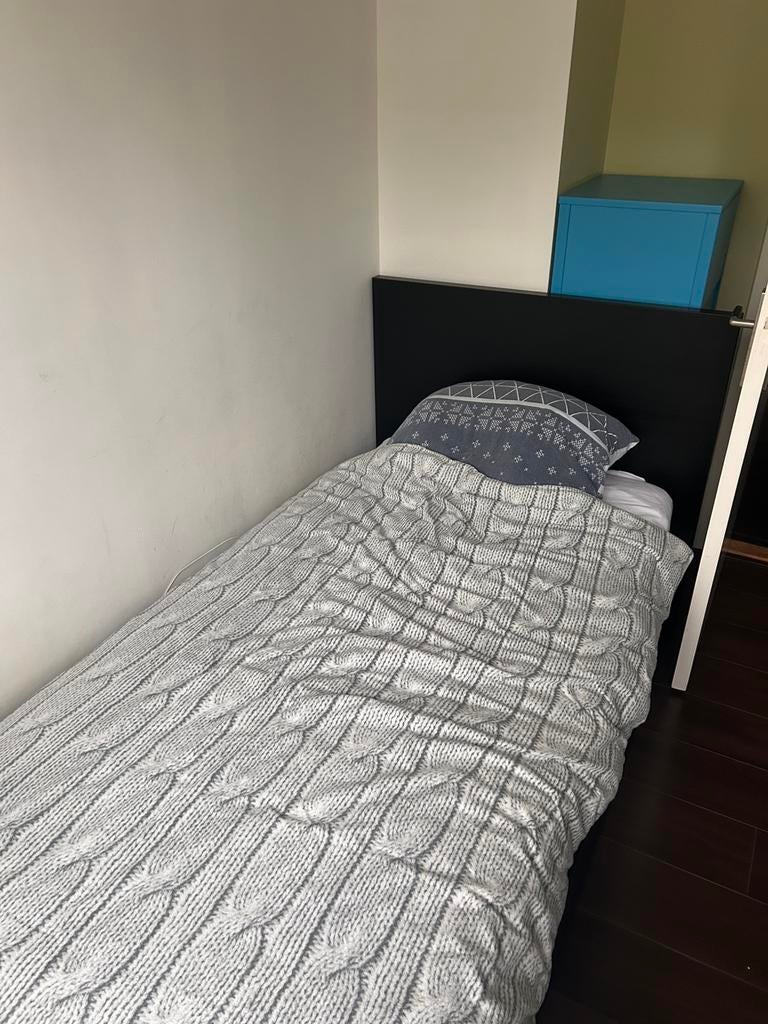 1 persoons bed met opberg lades, Ophalen, 90 cm, Eenpersoons, Zwart