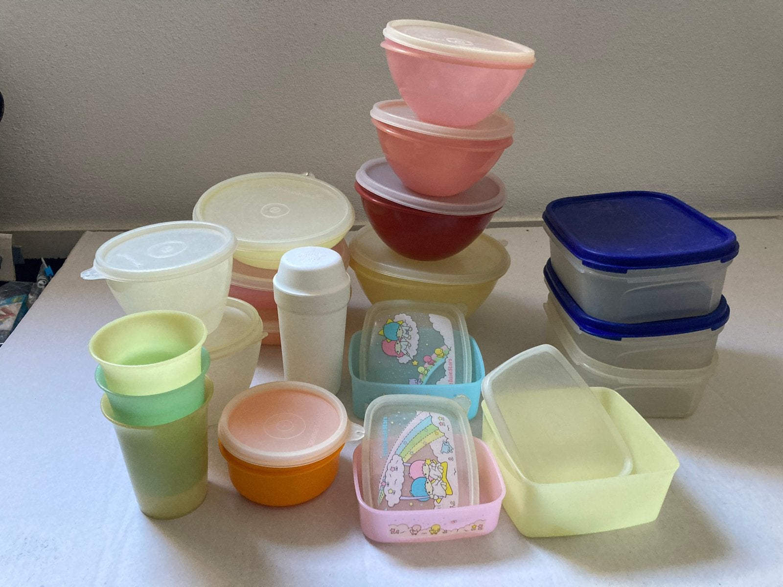 Grote partij Tupperware - 20 stuks diverse bakjes en schalen, Gebruikt, Overige kleuren, Overige typen, Ophalen of Verzenden