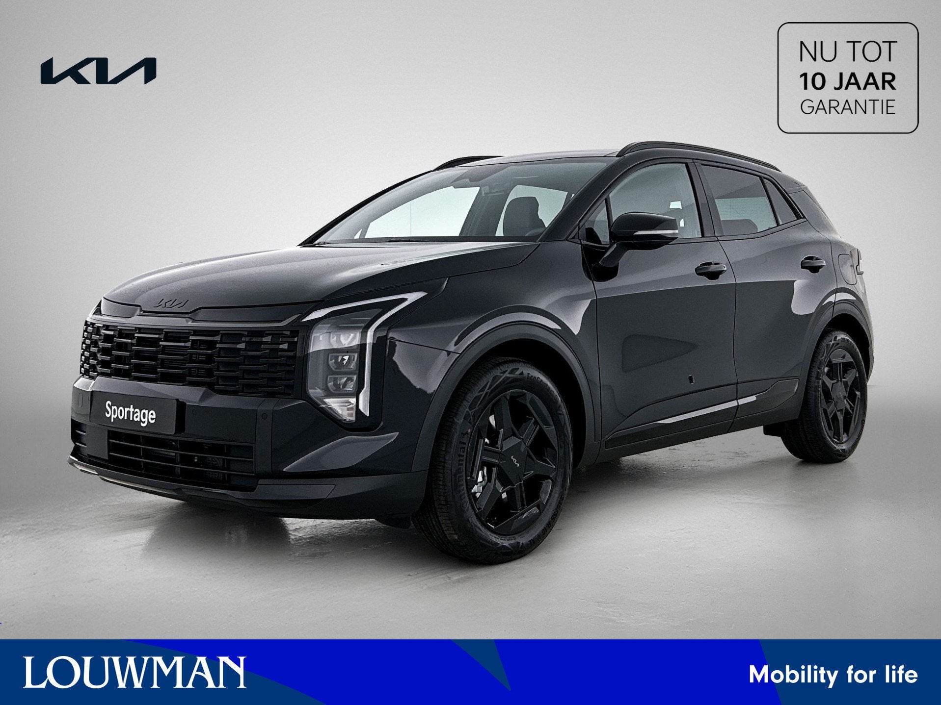 Kia Sportage 1.6 T-GDi Hybrid Black Edition Advanced Stoelve, Auto's, 12 maanden, Zwart, 4 cilinders, Leder en Stof