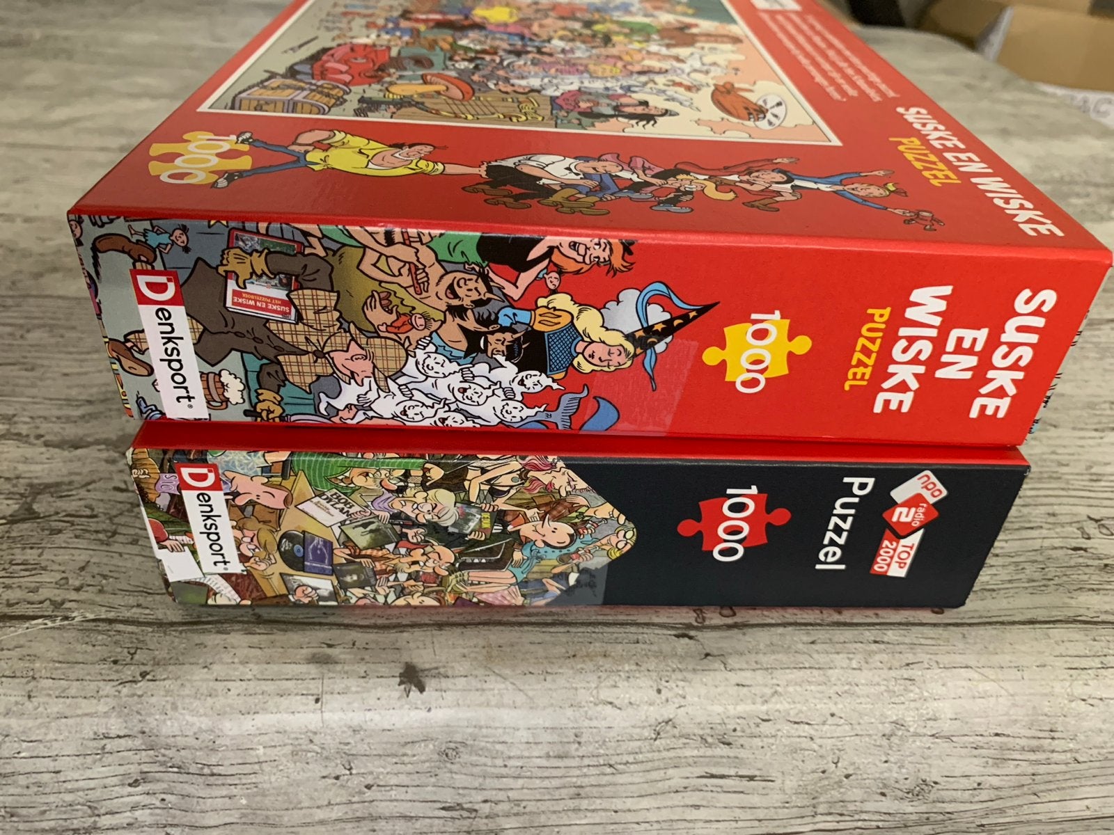 Suske en Wiske & NPO Radio 2 Top 2000 Puzzels (2x 1000), Ophalen of Verzenden, 500 t/m 1500 stukjes, Zo goed als nieuw, Legpuzzel