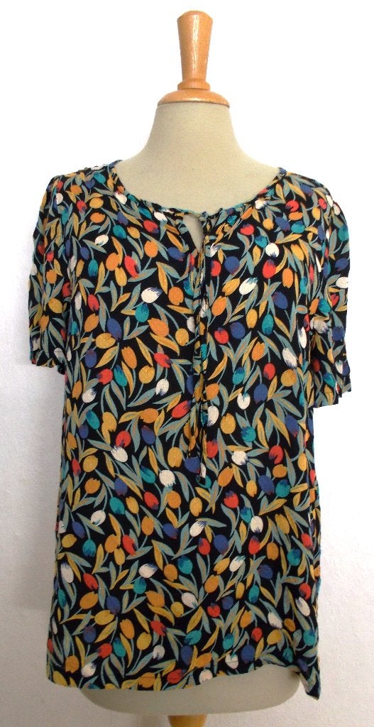 Grappige tulpen print top van King Louie! 40, Maat 38/40 (M), Zo goed als nieuw, Korte mouw, Meerkleurig