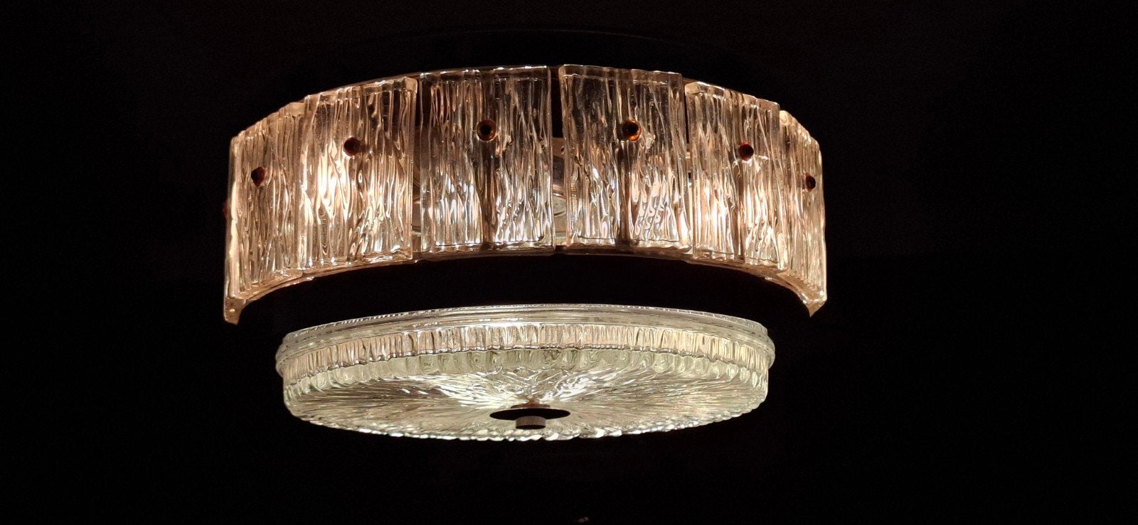 Vintage Doria Leuchten Space Age Chroom IJskristal Lamp, Verzenden