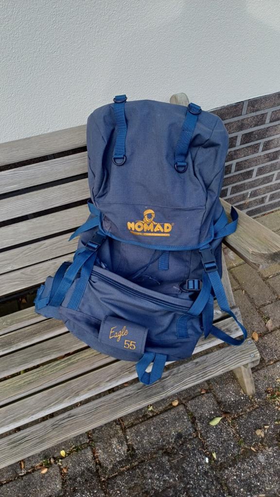 Nomad rugzak 55 liter, 30 cm of meer, Gebruikt, Blauw, Ophalen of Verzenden