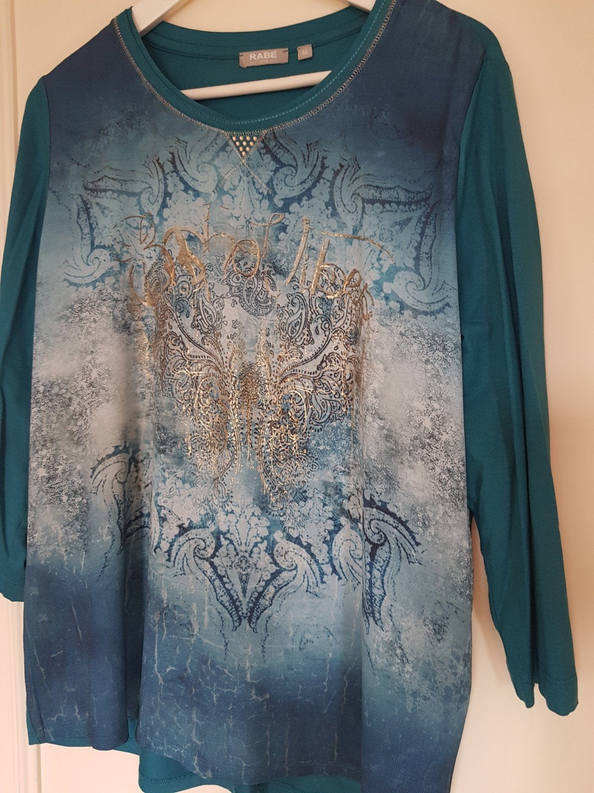 Dames shirt met lange mouwen en print - Maat 46, Blauw, Zo goed als nieuw, RABE, Shirt of Top