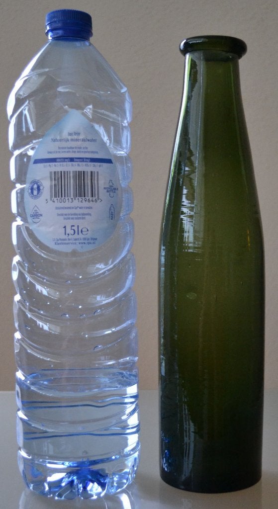 antieke postelein fles / voorraadfles mondgeblazen ? w12, Ophalen