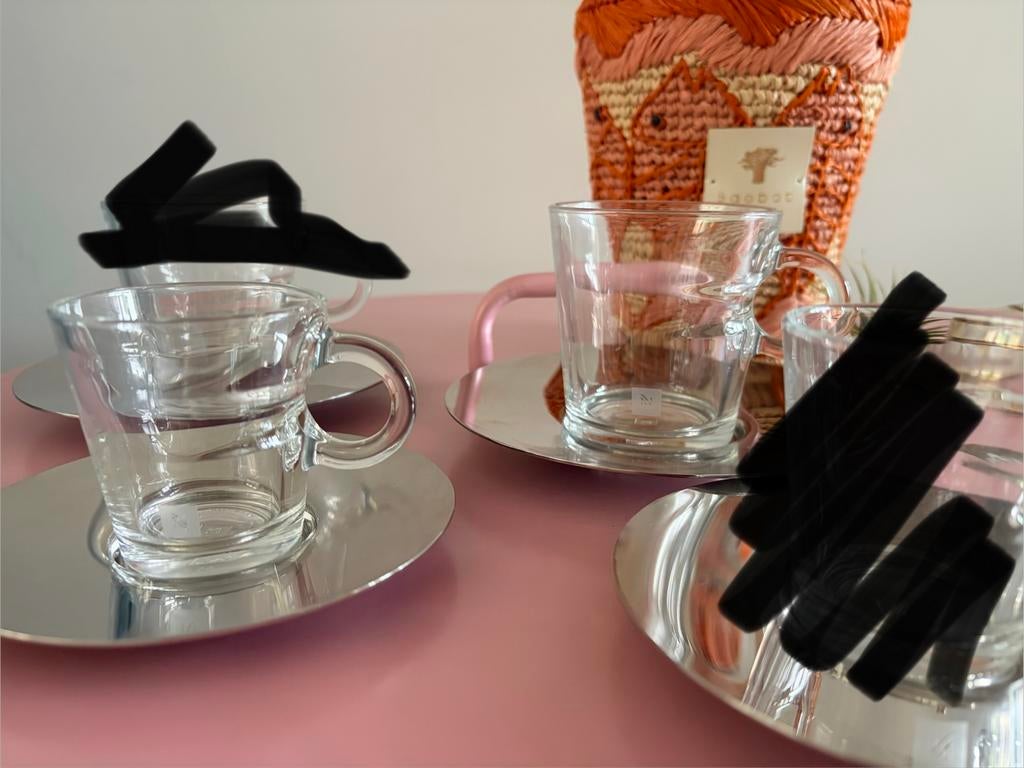 Nespresso View Espresso Glazen met Schotels, Zilver, Ophalen of Verzenden, Zo goed als nieuw, Overige merken