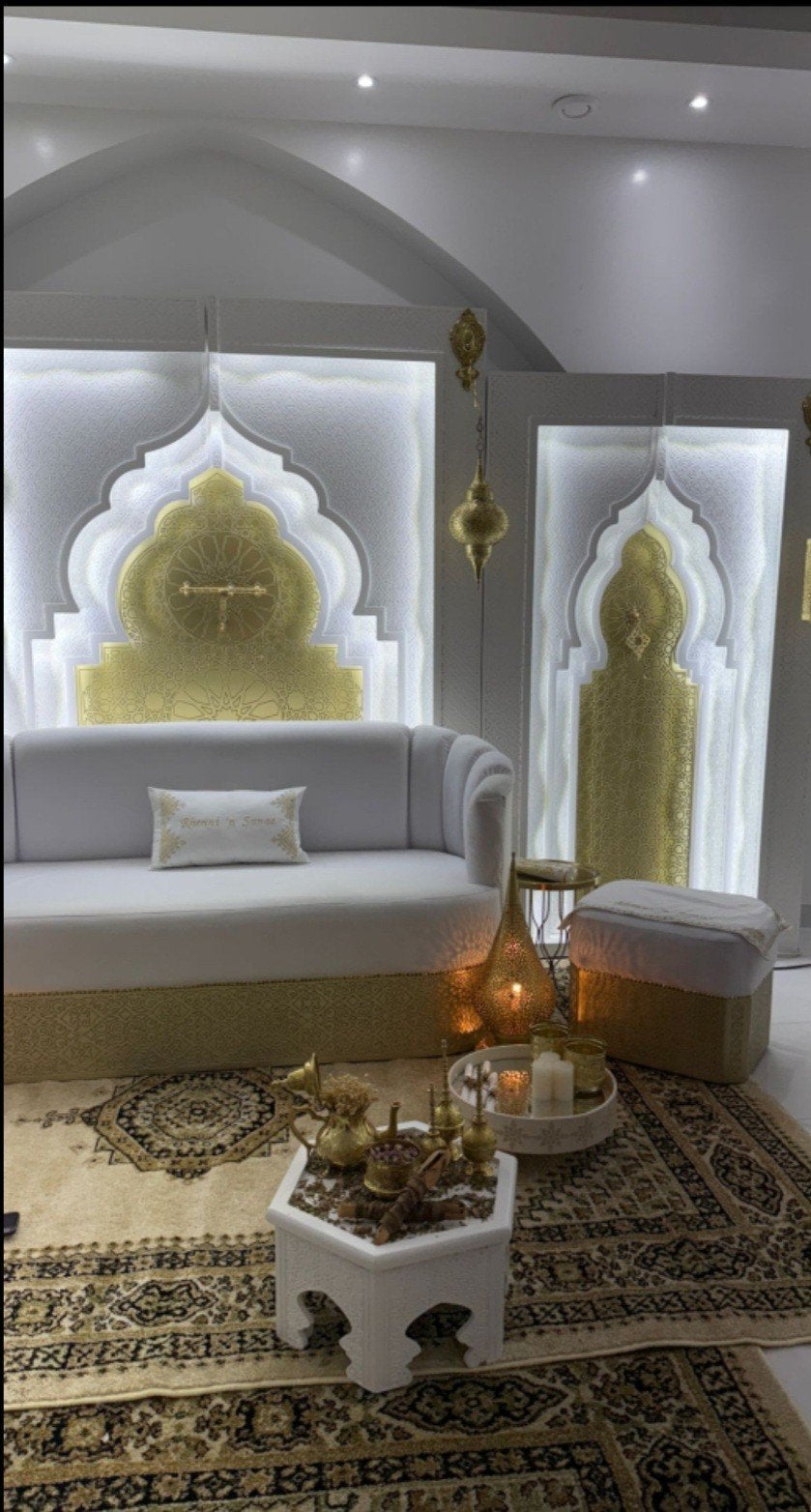 Luxe Marokkaanse achterwand taqlid, Driepersoons, 75 tot 100 cm, Ophalen of Verzenden, Zo goed als nieuw