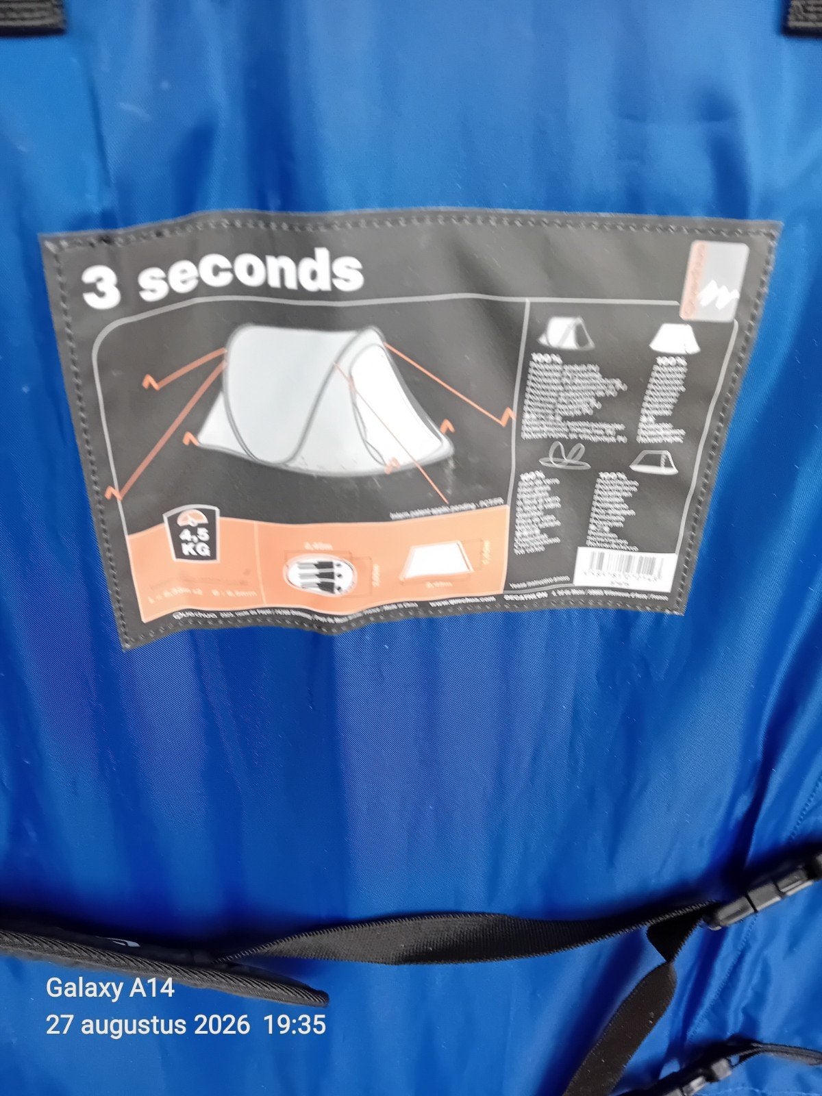 tent 3 sec staan, Ophalen of Verzenden