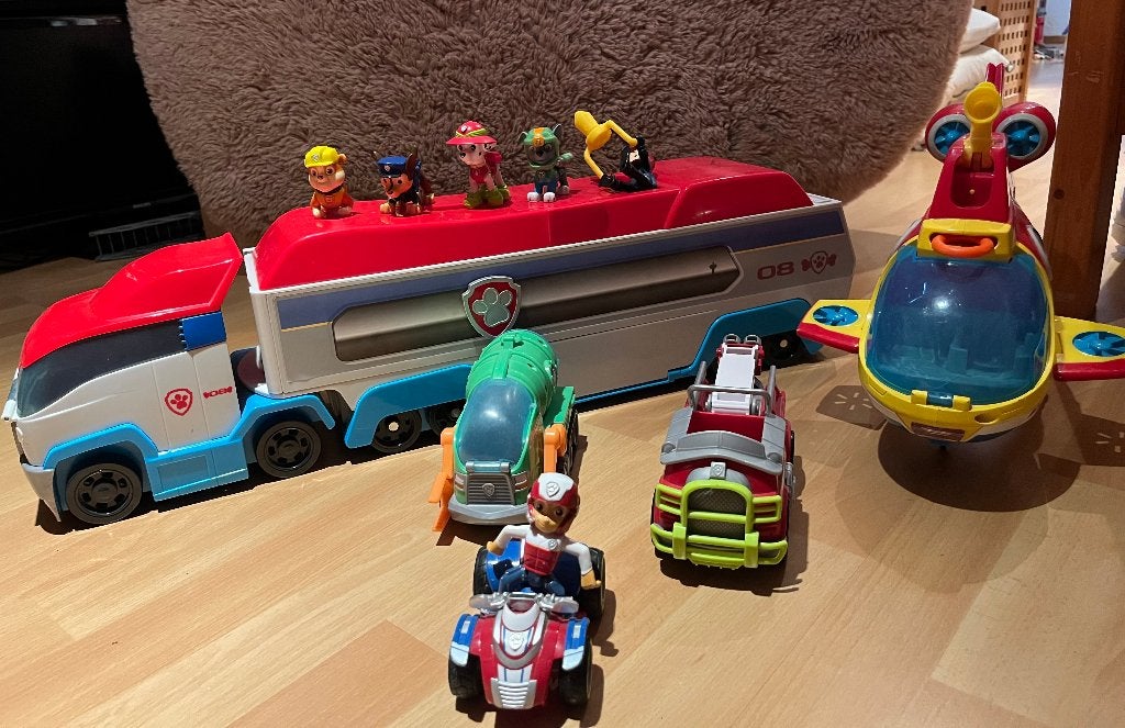 Paw Patrol bus en duikboot met voertuigen en figuren, Ophalen, Gebruikt