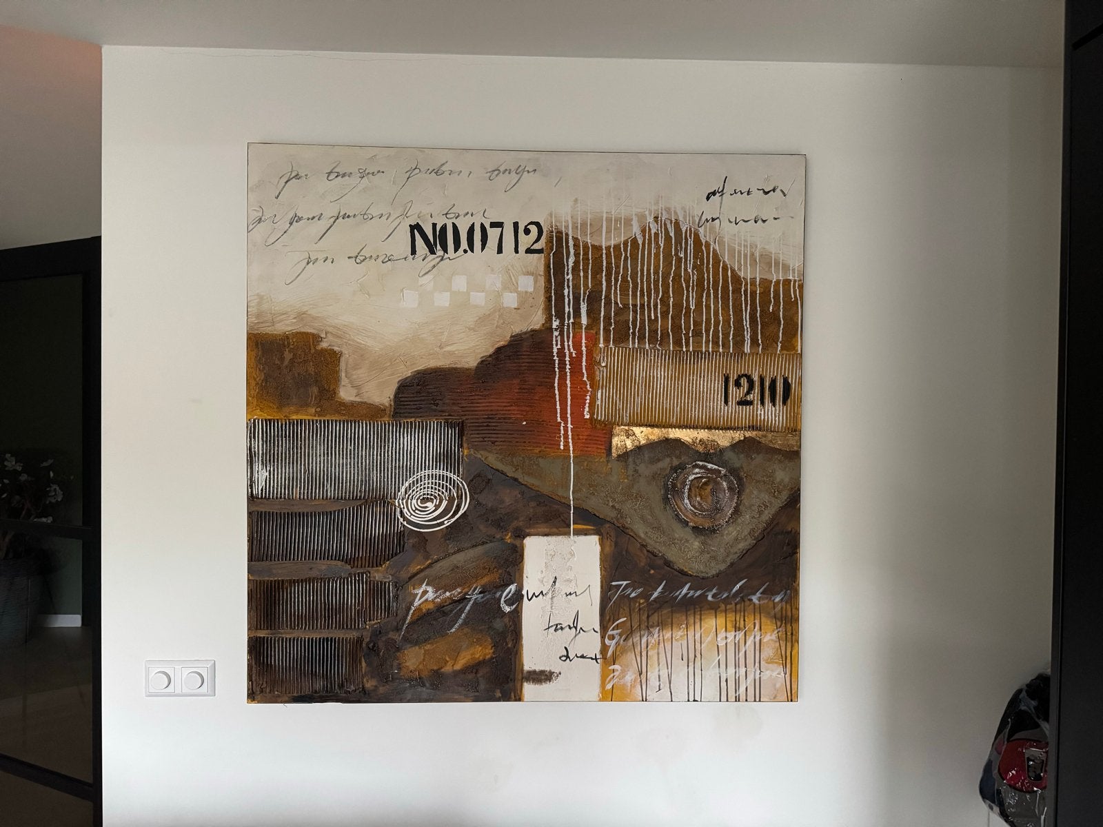 Abstract schilderij met gemengde technieken, Ophalen, Handgeschilderd, Overige onderwerpen, Gemengde techniek