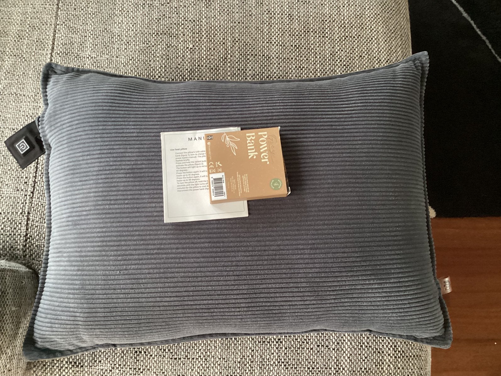 NIeuw warmtekussen grijze rib 57x42 cm, Overige merken, Nieuw, Ophalen of Verzenden, Afneembare hoes