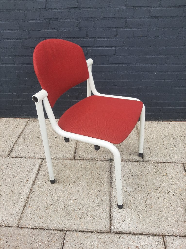 Stoel rood wit gebruikt €10,00, Ophalen, Gebruikt, Pascalstraat 6 1704 RD Heerhugowaard, Stof