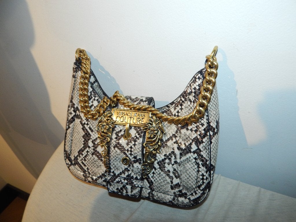 Versace jeans couture handtas snake print gouden merk gesp, Verzenden, Zo goed als nieuw, Overige kleuren, Handtas