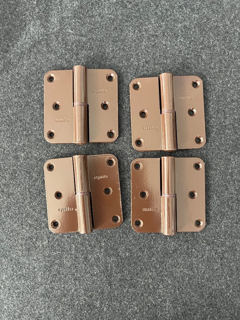 4 Argenta brown gelakte metalen scharnieren vintage, Ophalen of Verzenden, Zo goed als nieuw, IJzer, Scharnier