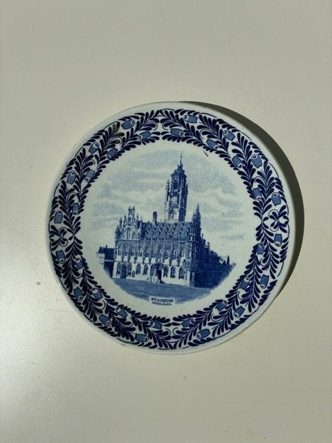 Delfts blauw sierbord Stadhuis Middelburg, Antiek en Kunst, Ophalen of Verzenden