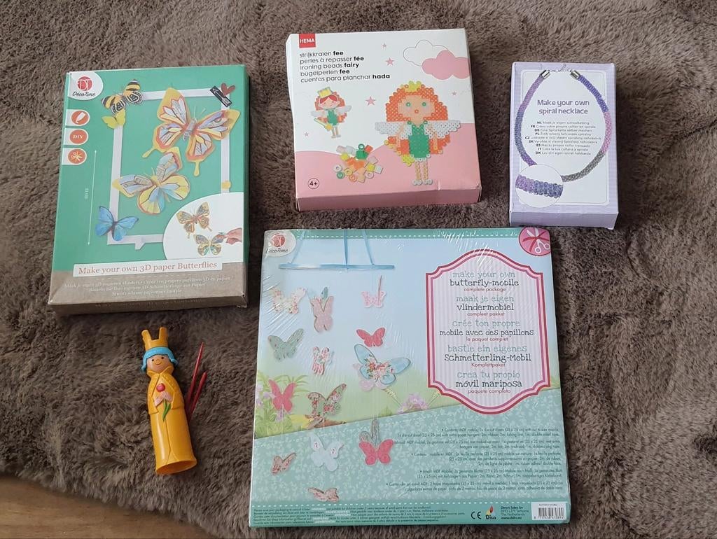 Knutselpakketten: Vlinders, Elfje, Armband, Mobil, punniken, Dieren, Nieuw, Meerkleurig, Ophalen of Verzenden