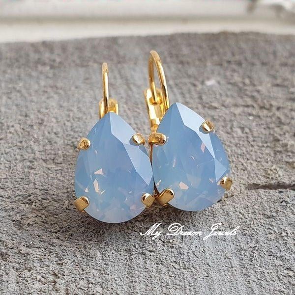 Oorbellen Belle met Swarovski Druppel "Air Blue Opal", Met kristal, Overige materialen, Hangers, Nieuw