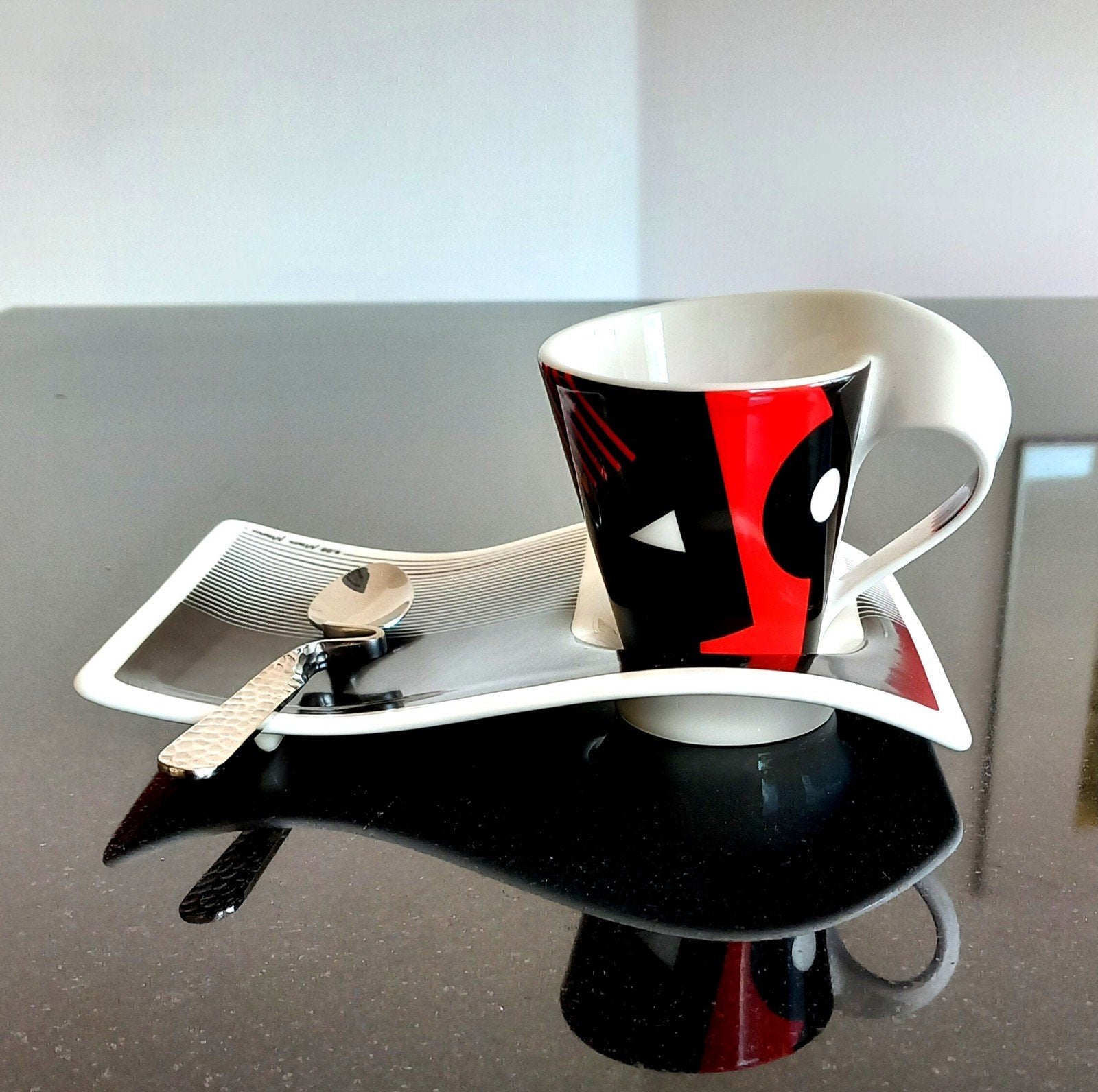 Kop en schotel van Villeroy en Boch (new wave) met lepeltje, Ophalen of Verzenden