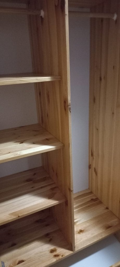 Grenenhouten kledingkast met 2 deuren en lade, Huis en Inrichting, Kasten | Kledingkasten, 50 tot 100 cm, 50 tot 75 cm, Ophalen