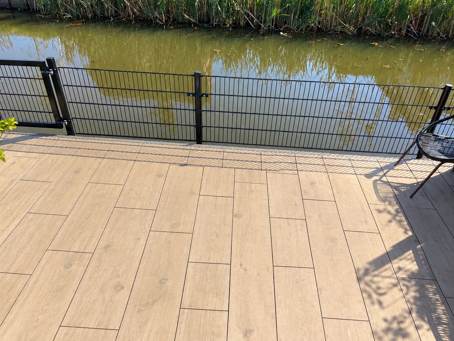Zwart stalen dubbelstaafmat hekwerk met poort, Ophalen, Met poort, Gebruikt, Dubbelstaafmat hekwerk