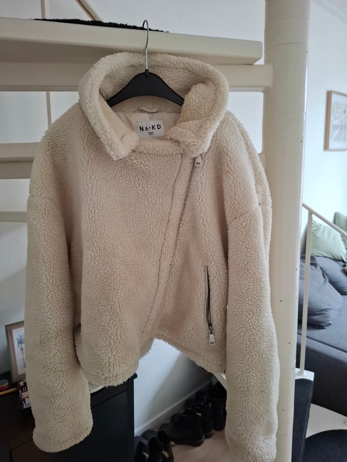 NA-KD Winterjas Maat 44 - Crèmekleurige Teddy Jas, NA-KD, Ophalen of Verzenden