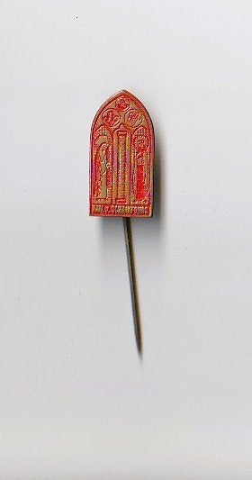 volmetaal speld Kannunnik van Schaik Fonds, rood, Ophalen of Verzenden, Overige onderwerpen, Speldje of Pin