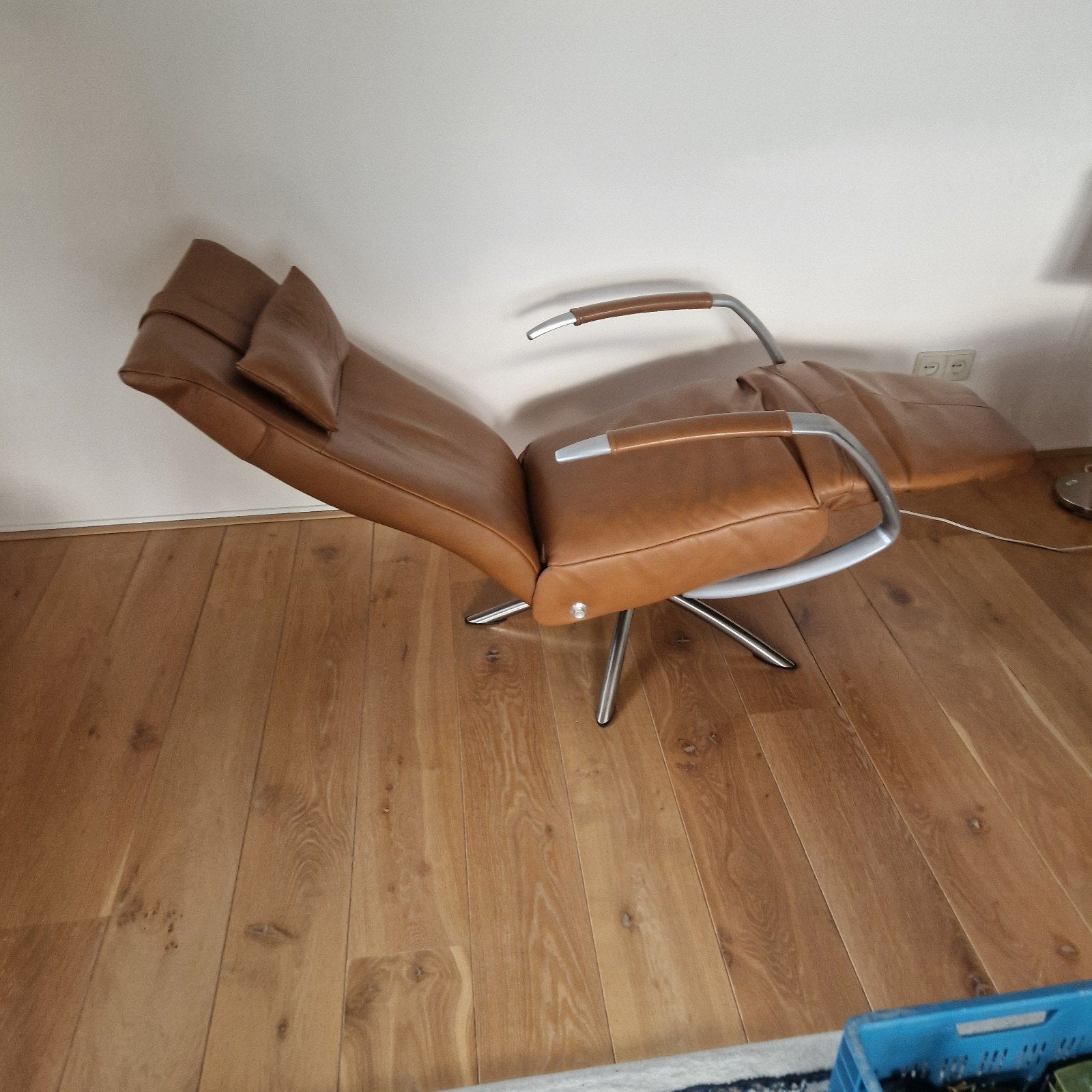Leren relaxfauteuil - Nette staat, Gebruikt, Bruin, Ophalen of Verzenden, Leer