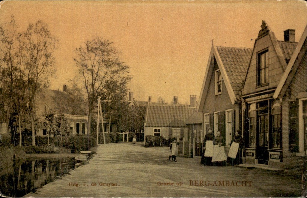 Bergambacht - Groete uit - 1910, Verzamelen, Ansichtkaarten | Nederland, Ophalen of Verzenden, Voor 1920, Gelopen, Zuid-Holland