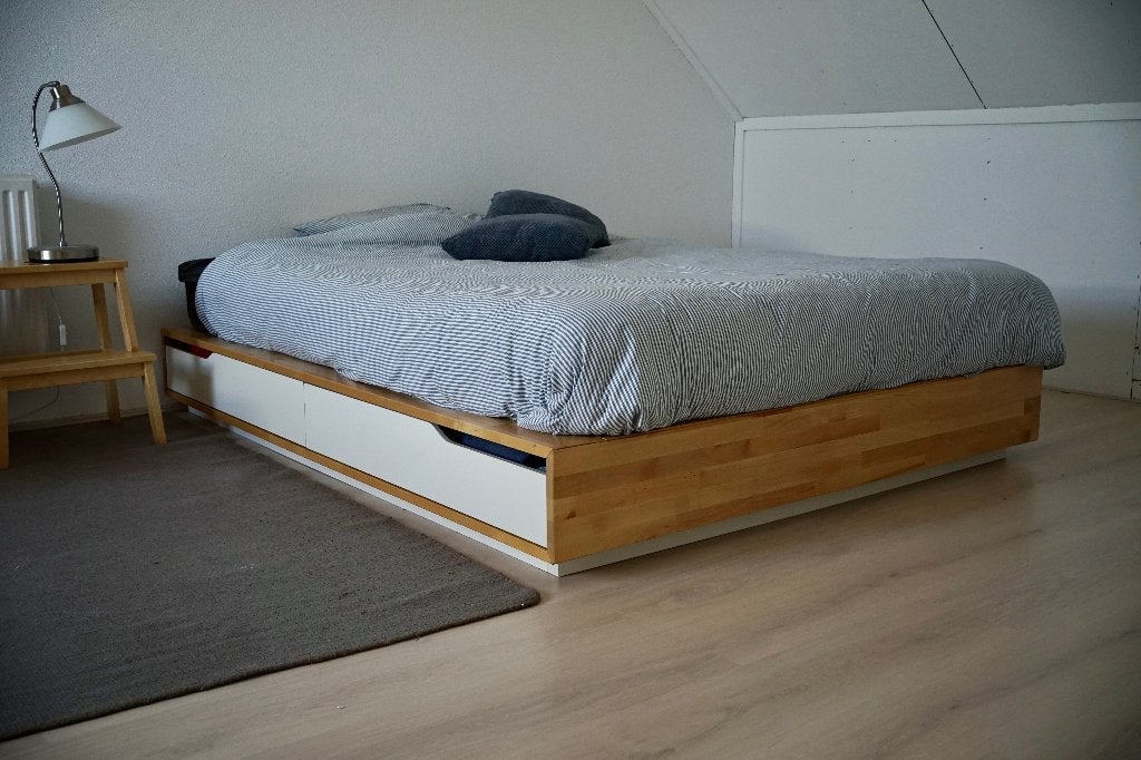 IKEA MANDAL bedframe 140x200 inclusief Morgedal matras, Huis en Inrichting, Ophalen, Wit, Modern, strak, warm, goed voor kleine ruimtes