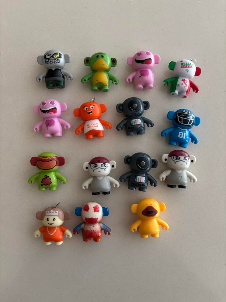 Set 14 Monkey apen sleutelhangers Monskey poppetjes!, Ophalen of Verzenden, Zo goed als nieuw