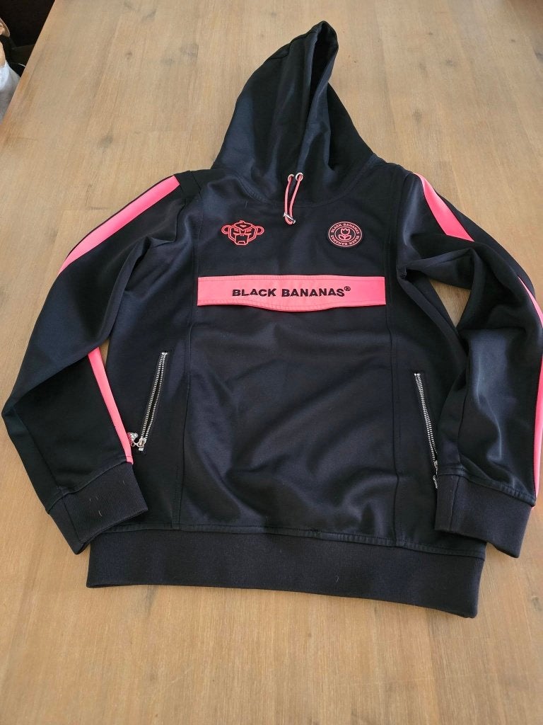 Black Bananas hoodie zwart met roze strepen, Kinderen en Baby's, Kinderkleding | Maat 152, Jongen of Meisje, Trui of Vest, Ophalen of Verzenden