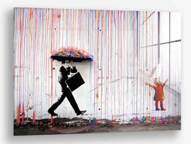 Glasschilderij The Colored Rain 40x60 - Gehard glas, Antiek en Kunst, Kunst | Schilderijen | Modern, Figuren, Glas, Achter glas
