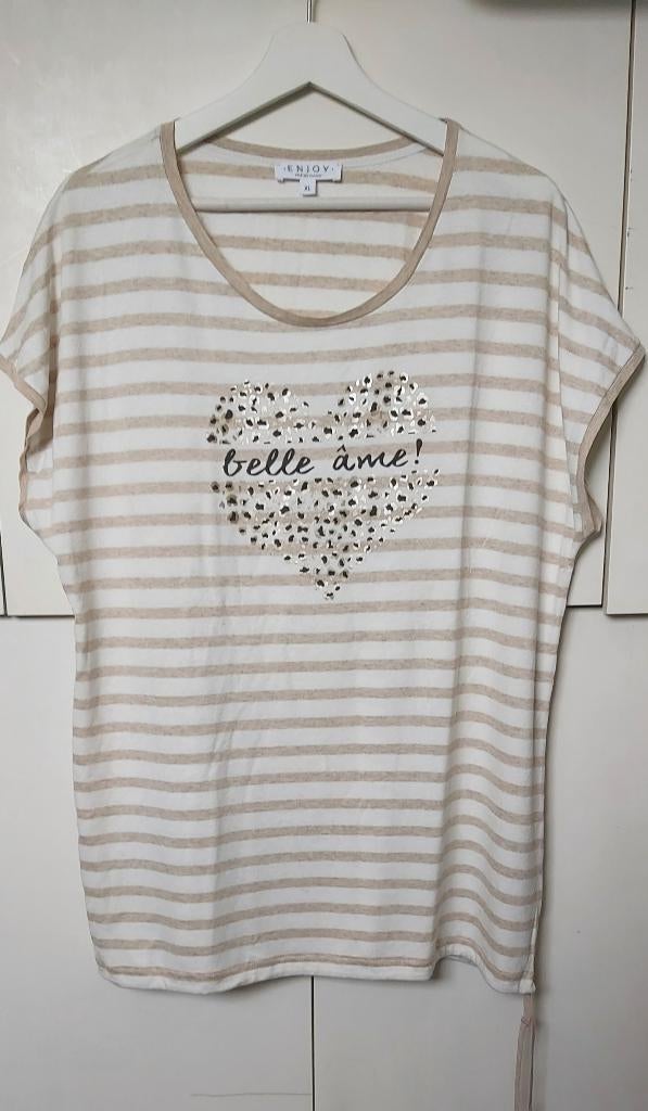 Top ENJOY Bruin/Beige Gestreepte Maat XL., Beige, Maat 46/48 (XL) of groter, Enjoy, Ophalen of Verzenden