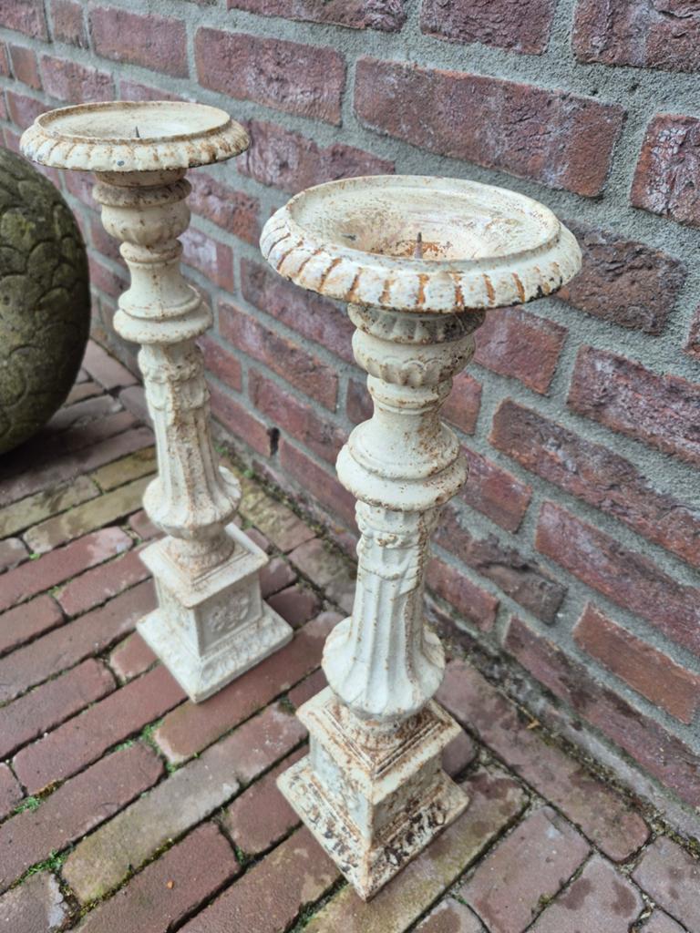 2 zware gietijzeren kandelaars, Ophalen, Overige materialen