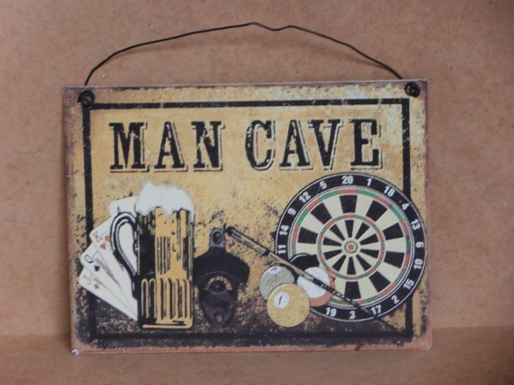 Reclamebord ManCave bier billiards darts bordje metaal 20x15, Ophalen of Verzenden, Gebruikt, Reclamebord