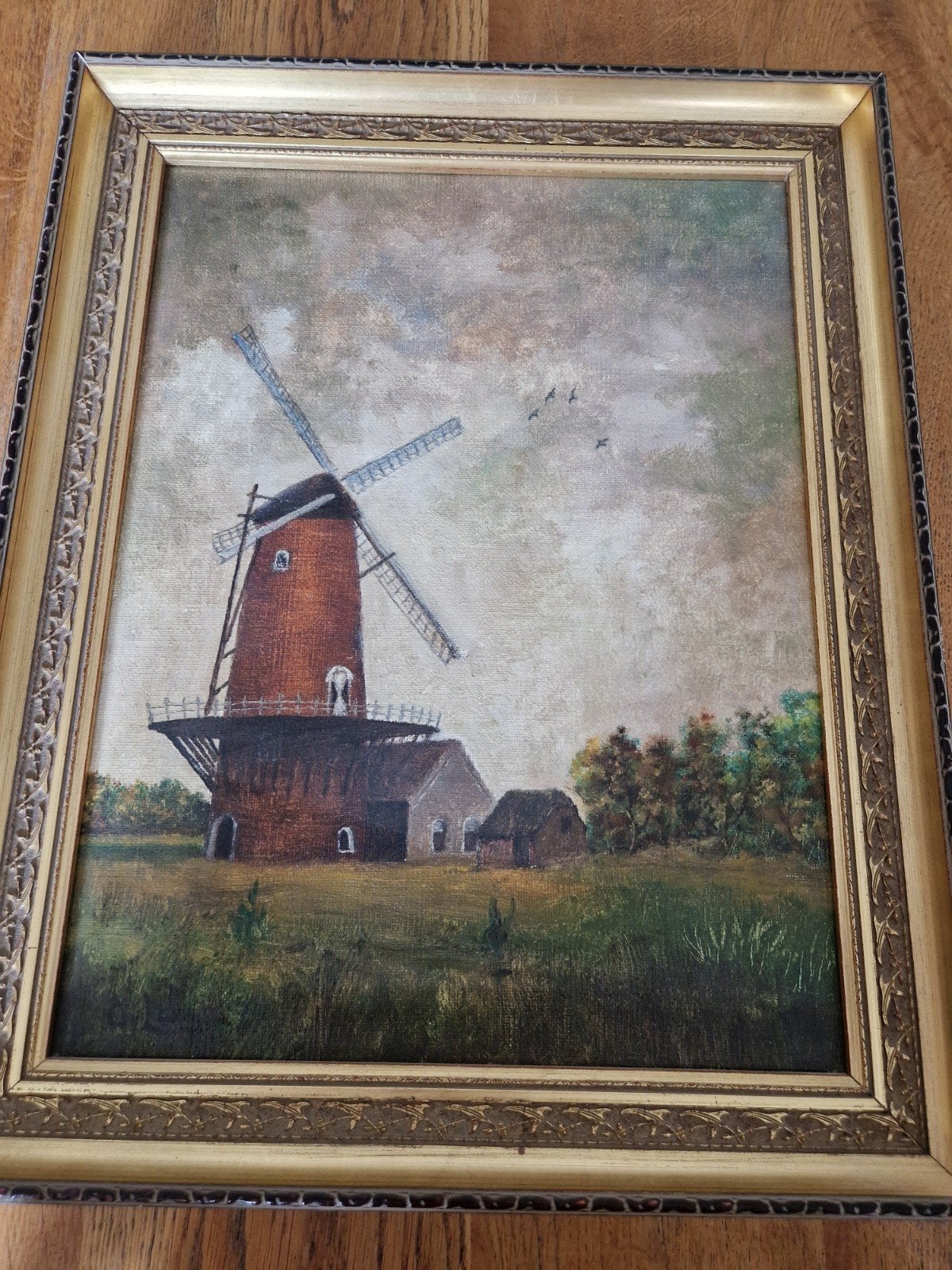 Klassiek Hollands Molenlandschap Olieverf Schilderij, Antiek en Kunst, Kunst | Schilderijen | Klassiek, Ophalen